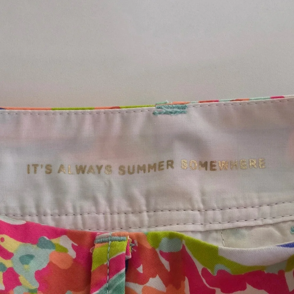 Lilly Pulitzer Womens Size 00 Pink Green Floral Callahan Shorts Tropical Chino